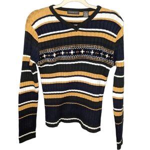 Y2K Gorpcore/Schoolgirl Copper Key Woman's Striped Sweater Size Medium